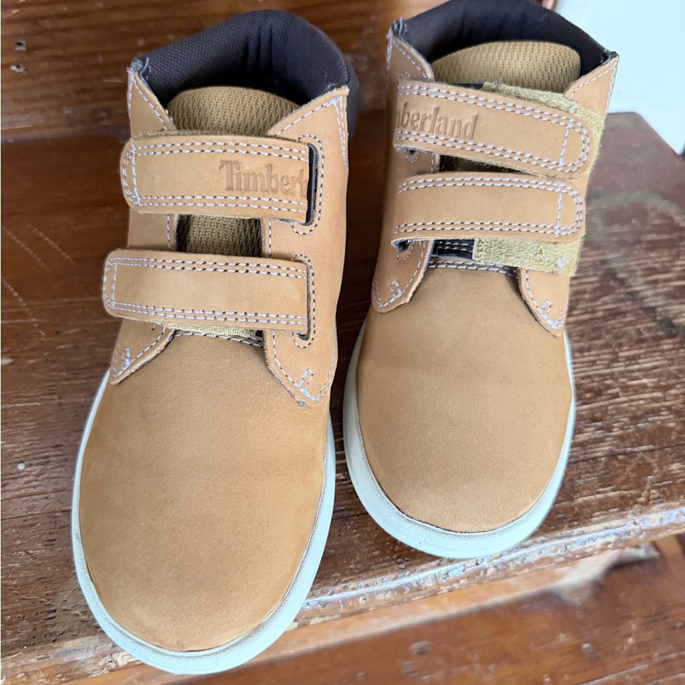 Timberland Kids Tan Boots with Velcro Straps